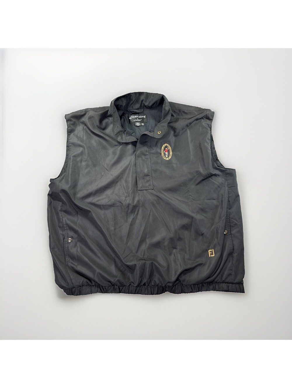 DryJoys By FootJoy Mens Sz XXL Black Golf Vest 1/2 Zip Windbreaker Pockets Snaps